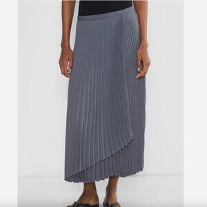 NWT Aritzia • Babaton Ladder Pleated Asymmetrical Shady Blue Gray Maxi Skirt • M